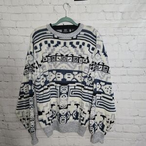 Th 80s‎ EXPRESSIONS Sz M Geometric Navajo Knit Pullover Cosby Sweater